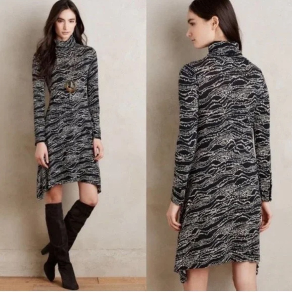 Anthropologie Maeve Dress Mock Turtleneck Swing Style